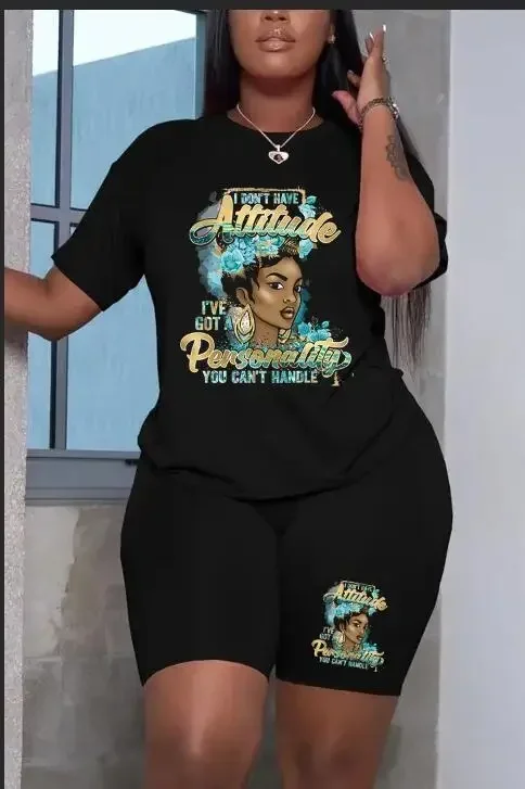 Summer Women Printing Casual T-Shirt Y2k Graphics Top Shorts Set Femme Short Sleeve Two Pieces Set Lady Daily Streetwear Outfits - Image 4