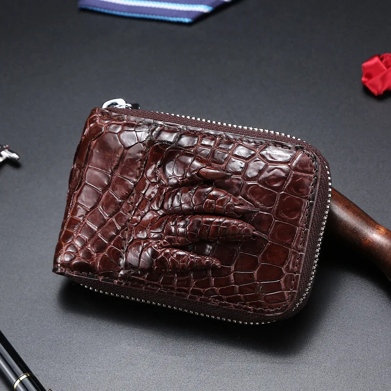 Genuine Crocodile Leather Small Card Holder for Men Multiple Card Slots, Anti-Degaussing High-end Portable ID and Bank Card Case