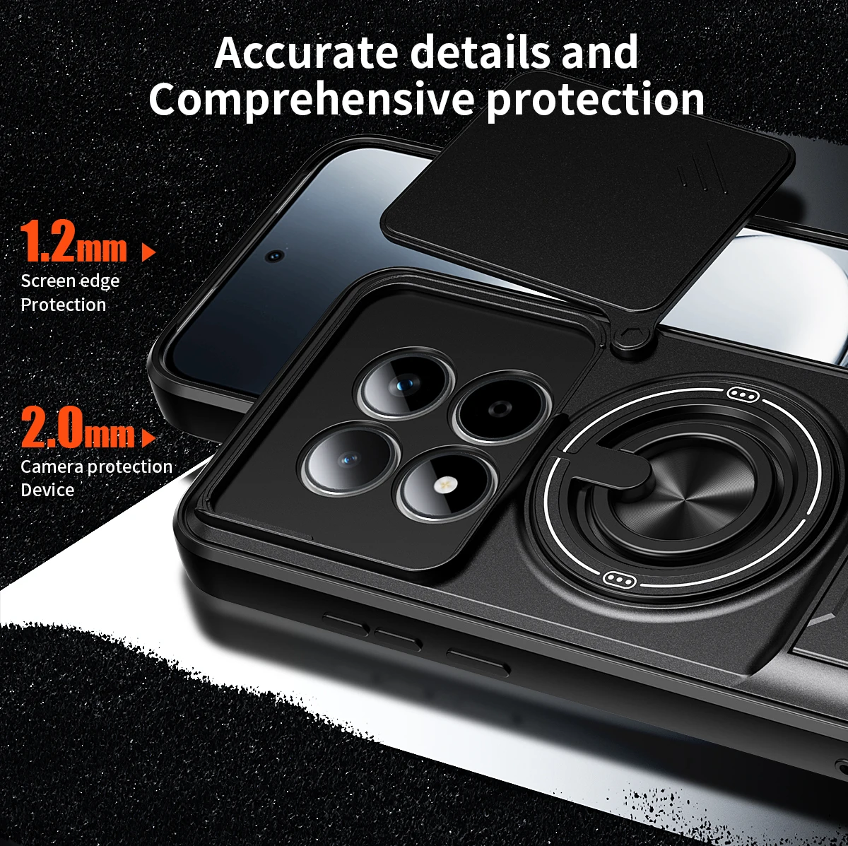 Shockproof Armor Kickstand Cover with Slide Camera Protector