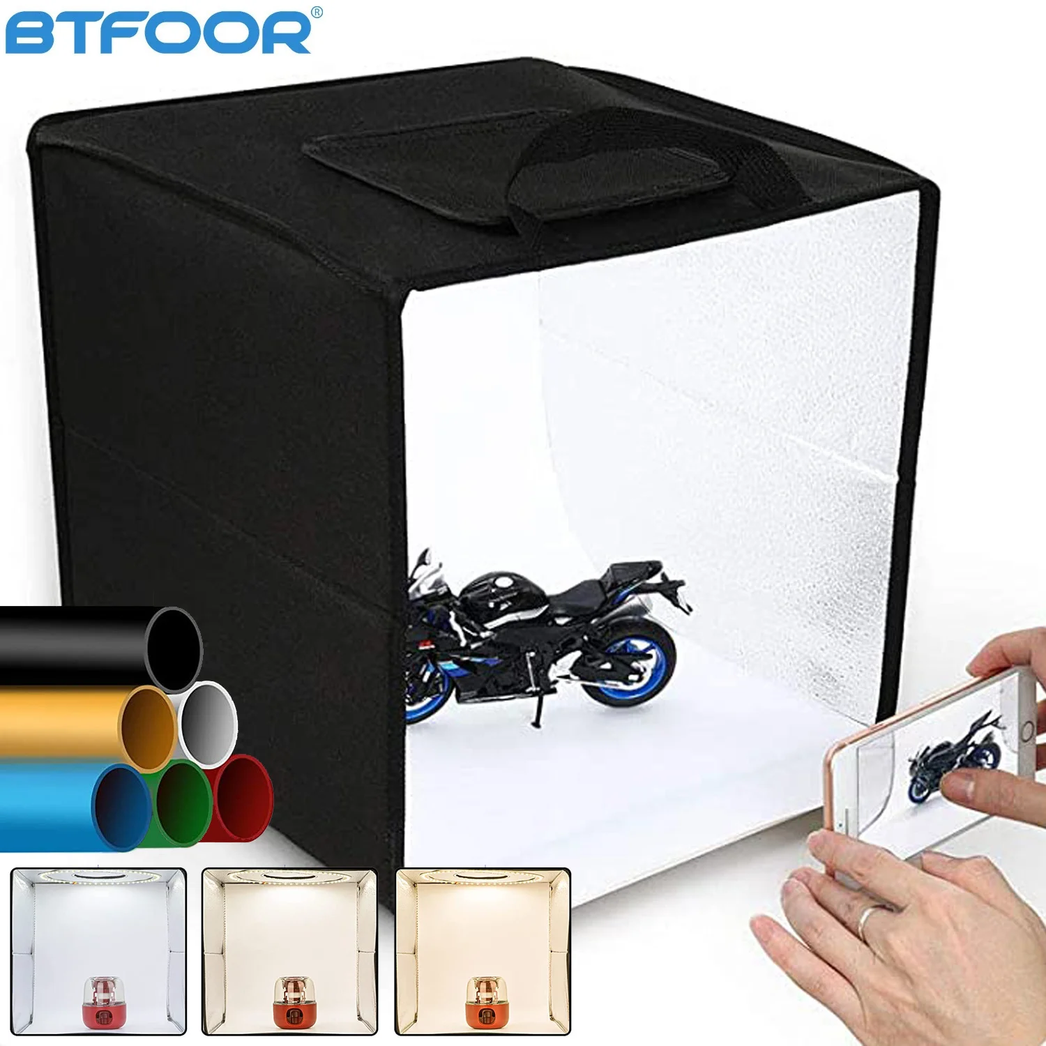 Description Picture 2 of item30x30cm Photo Studio Light Box Portable Folding Photography Photo Studio Tent LED Softbox Background Kit USB Tabletop Shooting