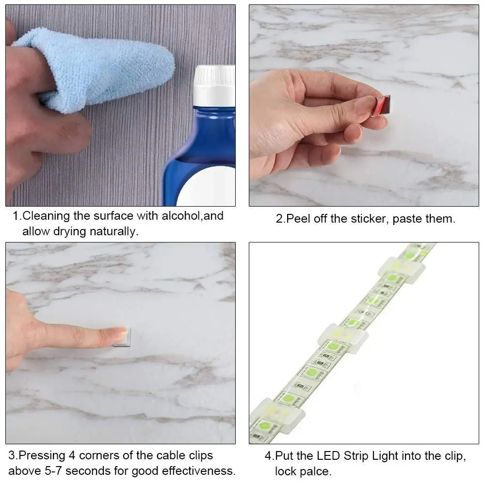 Self-adhesive Wire Bundle Holder Tie Mount Clip for10mm Wide Fix LED Strip Lights Connector Suitable Led Strip Holder