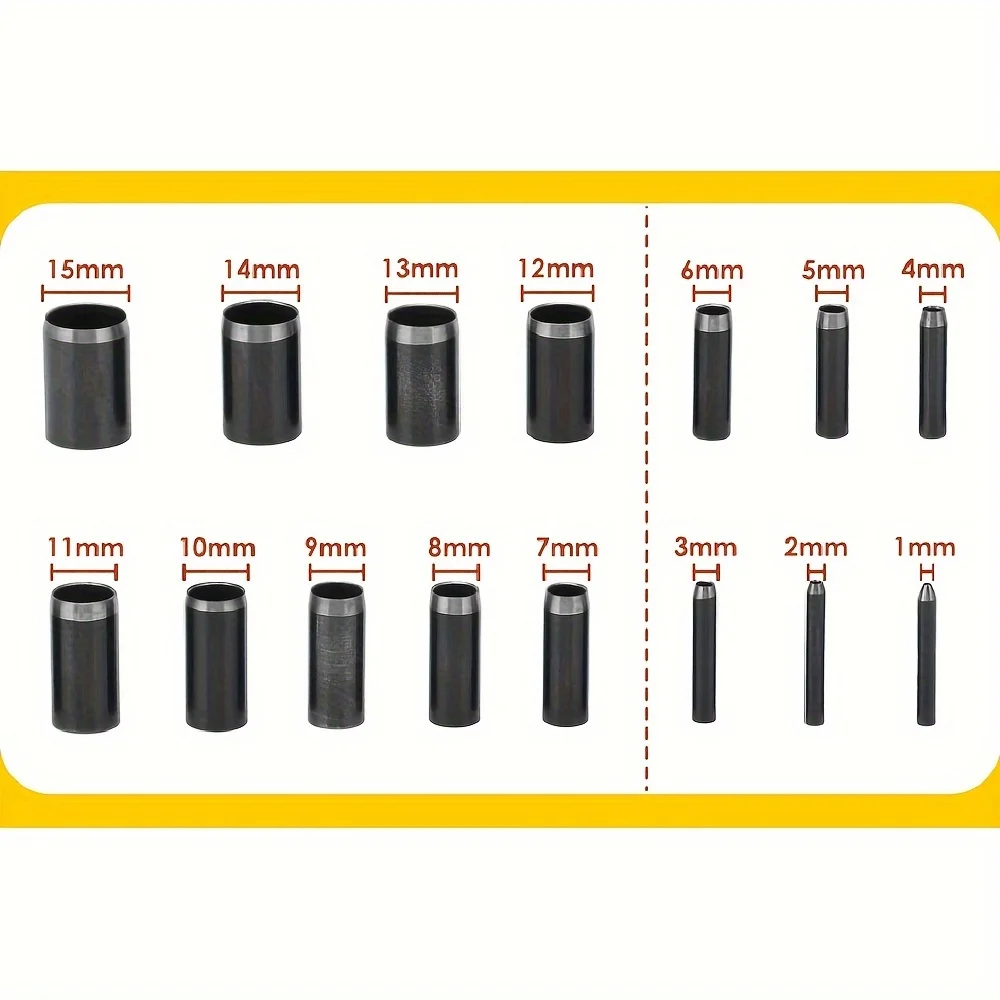 15 Sizes Round Hole Punch(1-15mm), Hollow Punch Cutter Tool Set with Storage Case, Leather Hole Punch, Leather Craft Die Cutter