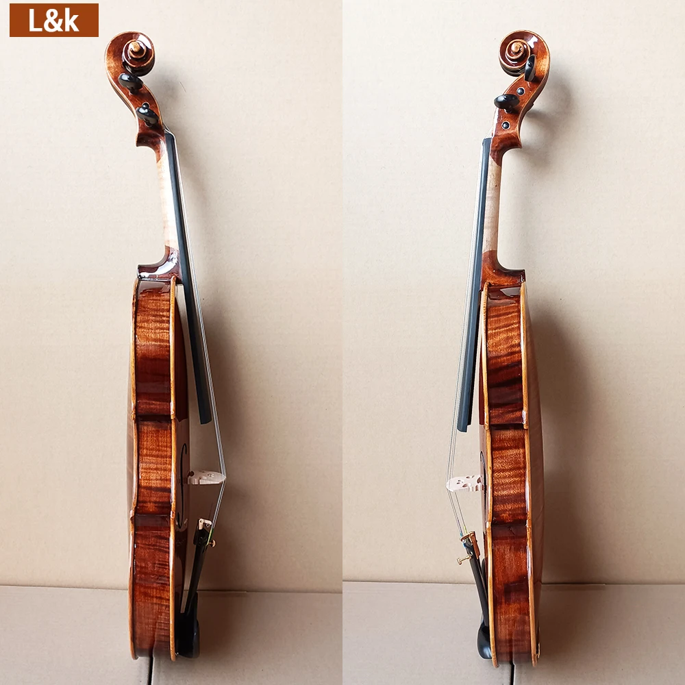 Stradivarius Handmade natural tiger patterned maple violin set 4/4 Violin beginner professional Musical Instruments with case