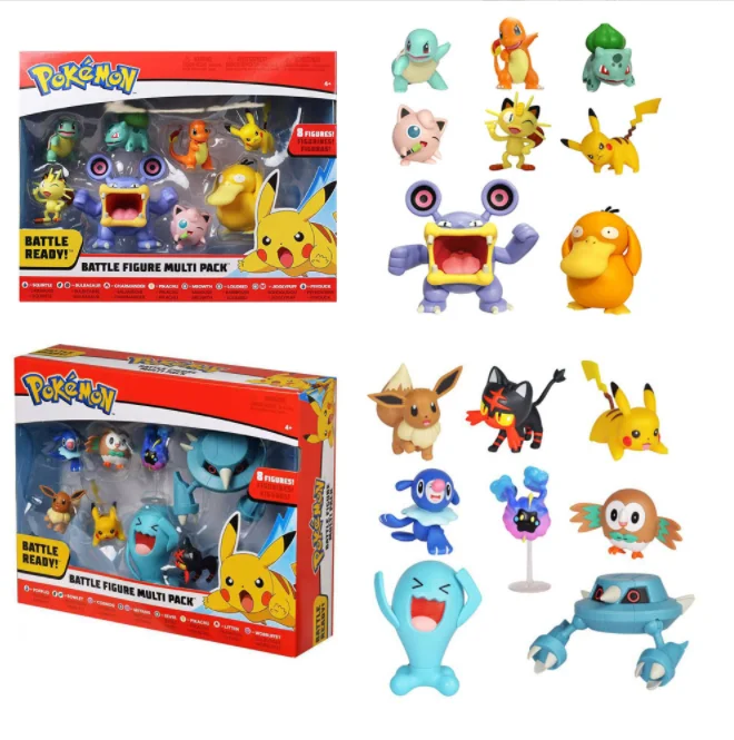 8 Pz/Set Giocattolo Pocket Monsters Pokemon Pikachu Squirtle Bulbasaur Ash Ketchum Anime Action Figure Toys 8-10Cm