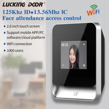 2. comparecimento do tempo do controle de acesso da porta do reconhecimento da cara de 8 polegadas wifi 125khz + 13.56mhz rfid cartão móvel app/software do pc/nuvem suppor