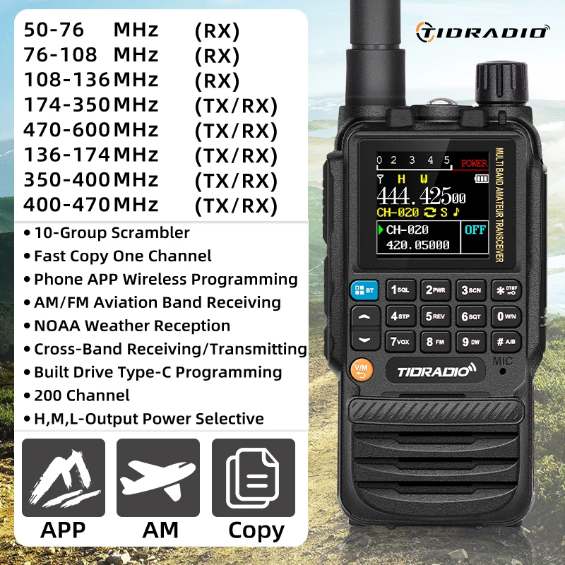 TIDRADIO TD H3 Walkie Talkies Long Range Wireless Programming Air Band Tow Way Ham Radio Wireless Set USB Rechargeable GMRS 2