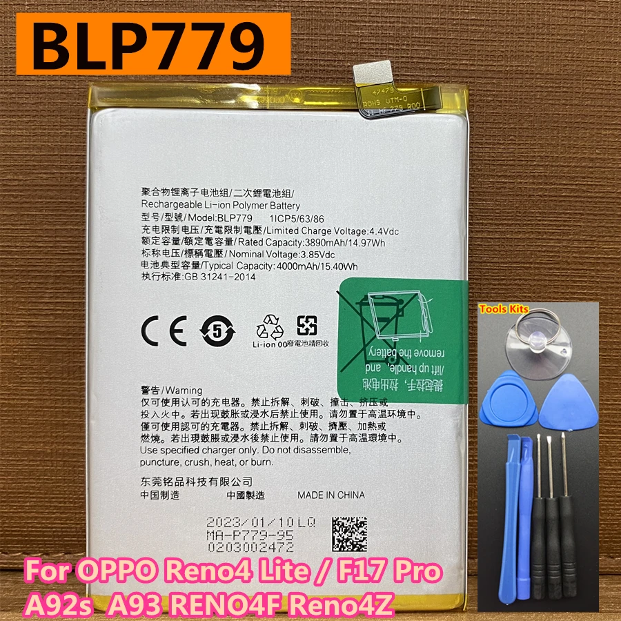 

Аккумулятор BLP779 для OPPO Reno 4Z 4F Reno4 Lite 4 Lite /F17 Pro /A92s /A93 /RENO4F, оригинальный запасной аккумулятор 4000 мАч для телефона