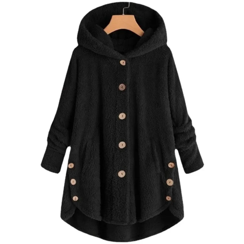 Autumn Winter Coat Women Warm Teddy Bear Coat Wool Jacket Female Plush Coat Hooded Jacket New Women's Coats Solid Color Jacket 6