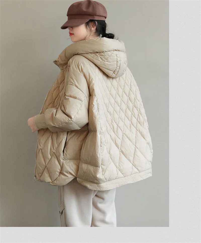 Lightweight Loose Warm Casual Down Cotton Jacket 2023 New Women Autumn Winter Loose Hooded Warm Outwear Female Parkas Overcoat