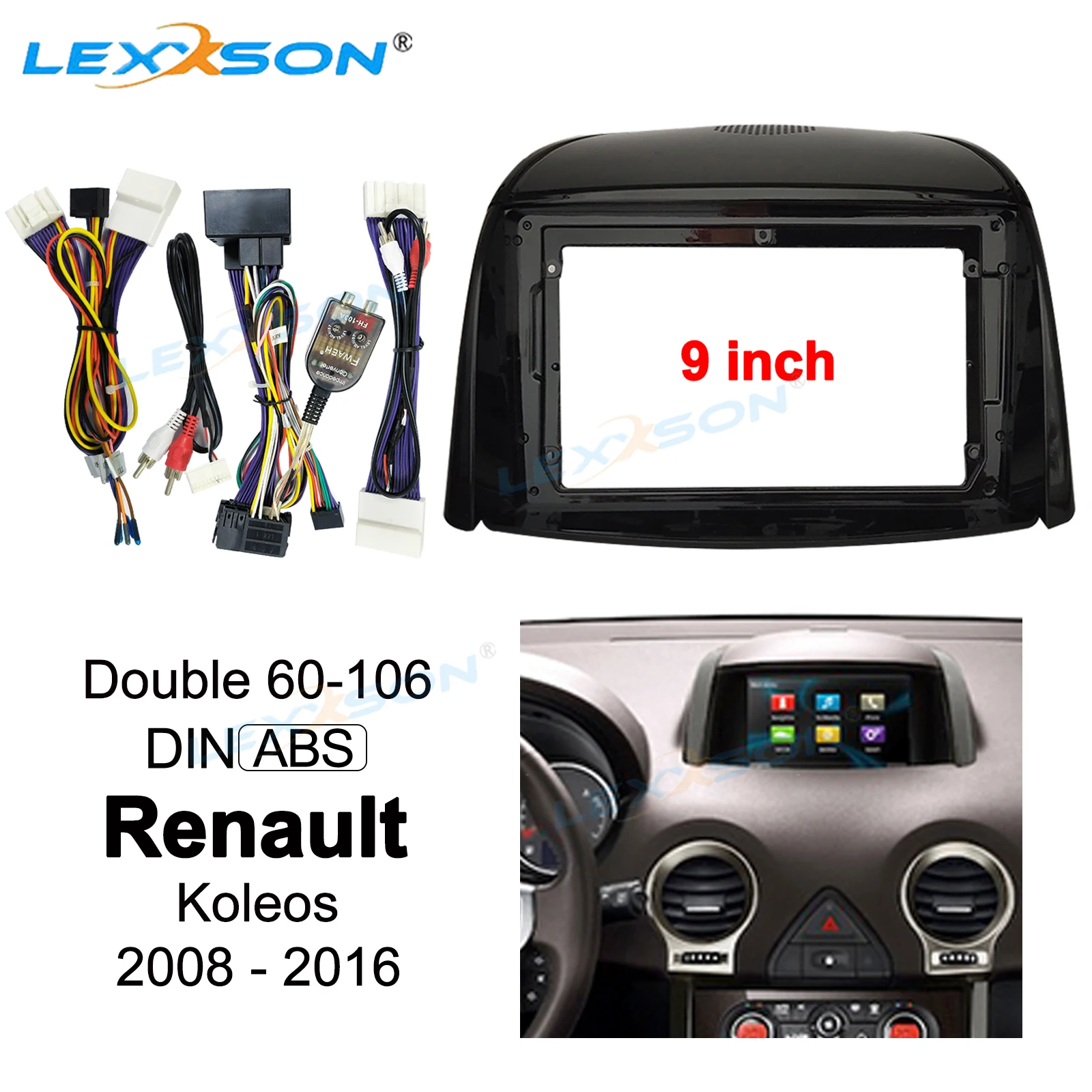 

9 Inch For Renault Koleos 2008-2016 Double Din Car Radio Dvd Frame Audio Fitting Adaptor Car Fascia 2Din Dash Panel Trim Kit