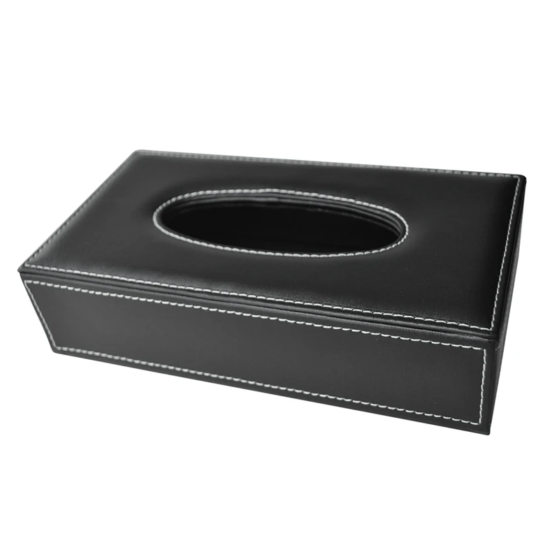 

4X Car Home Rectangle Shaped Faux Leather Case Paper Tissue Box Holder Black