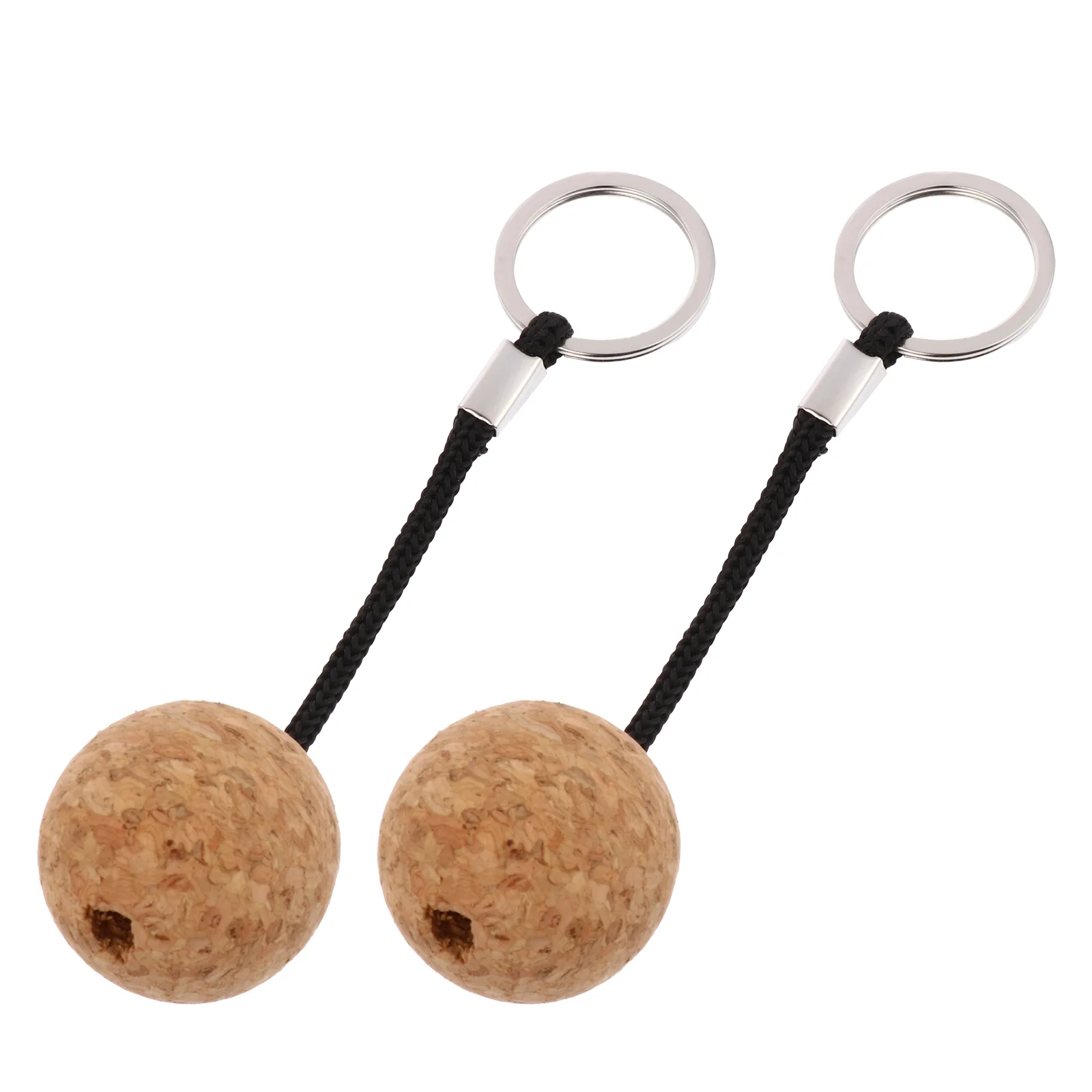 

2 Pcs Cork Float Wooden Ball Key Chain Rings Keychain Floatable Floating Keychains