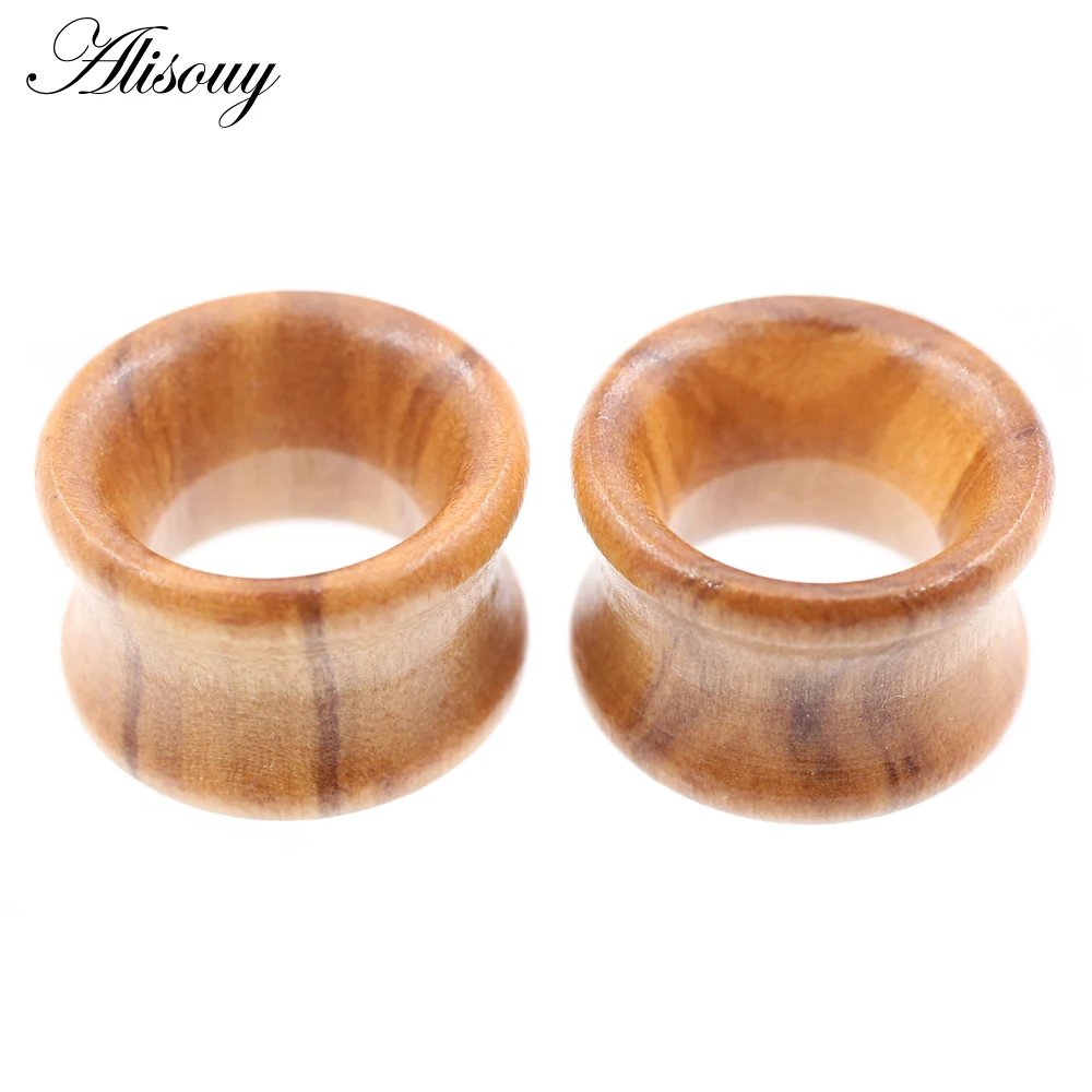 Olive Wood Hollow Double Flared Ear Tunnel Plug Flesh Expander Stretcher Gauge Earring Piercing Body Jewelry 2PCS 6-20mm piercing jewelry body piercing earrings ear piercing jewelry body piercing jewelry body jewelry