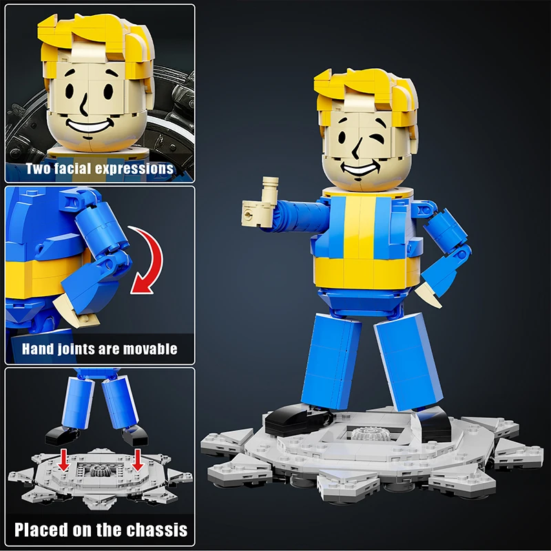 621PCS Ideas Fallout Vault Boy MOC Shelter Boy Building Block Popular Movie Series Action Model For Kids Christmas Birthday Gift 4