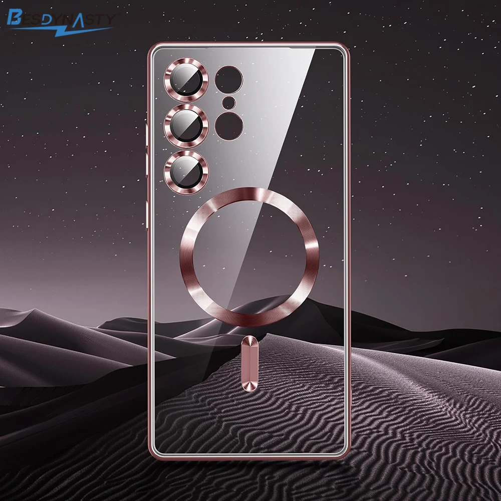 Luxury Glitter Plating Clear Silicone Soft Phone Case with Magnetic Magsafe Compatibility
