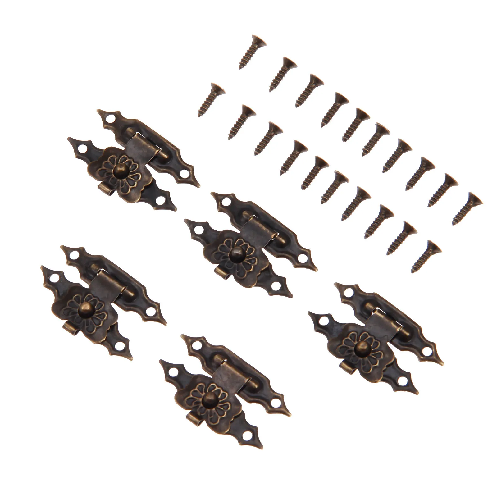 40 Sets Mini Antique Brass Wooden Case Hasp Jewelry Gift Box Decorative Hasp Latch for Home Finuture Buckle Clasp Lock 30*18mm