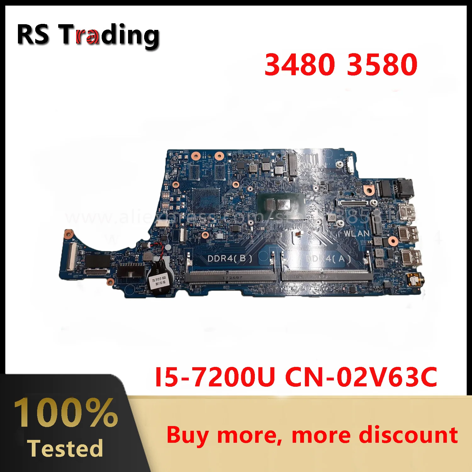 

For DELL Latitude 3480 3580 L3480 Laptop Motherboard 16852-1 D5FVH With I5-7200U CPU Mainboard CN-02V63C 02V63C 2V63C