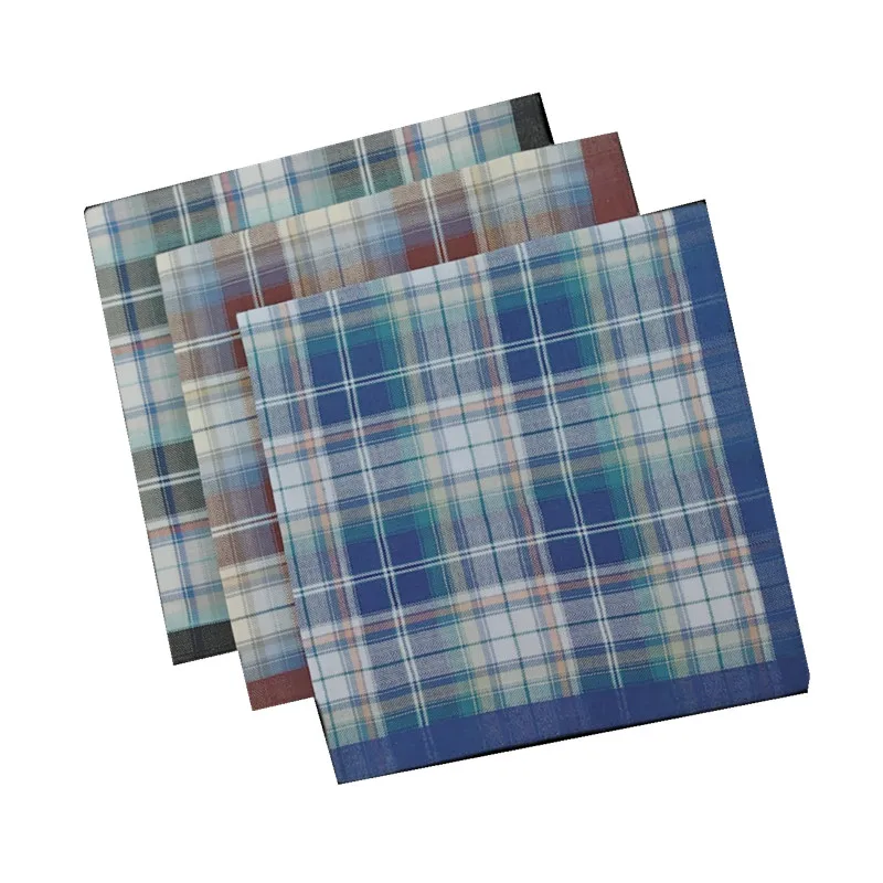 3Pcs43x43cm100CottonClassicVintagePlaidPrintedMenHandkerchiefsSweatTowelsPocket