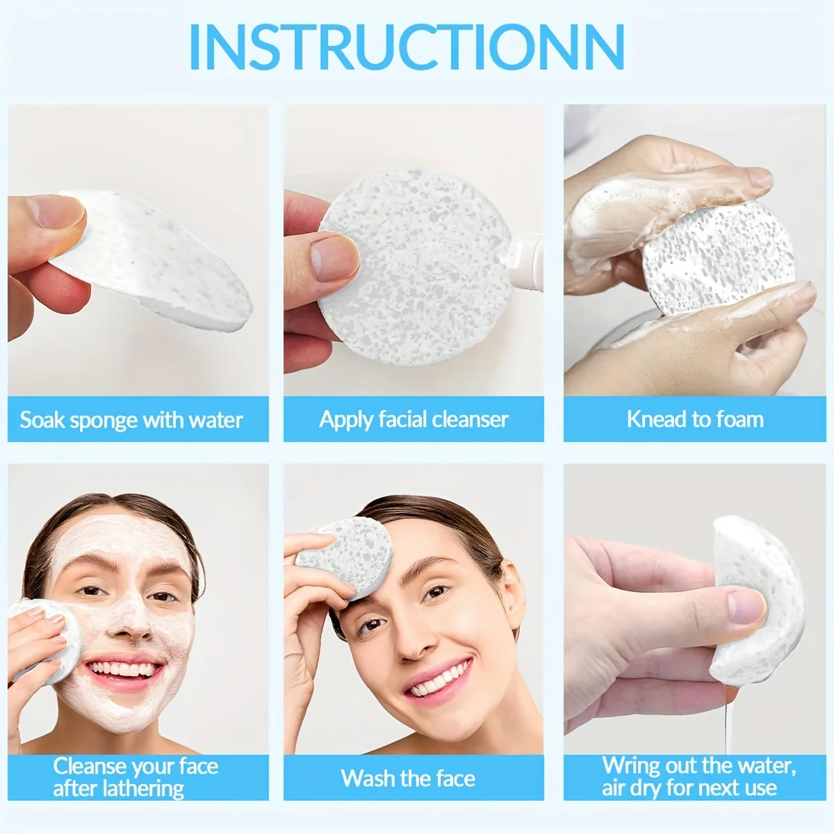 Natural Face Cleansing & Exfoliating Sponges, Hypoallergenic Spa & Daily Skincare Essentials, 30-Pack