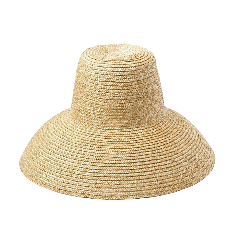 

DOME Popular Lamp Shape Sun Hat For Women Big Wide Brim Beach Hat High Top Straw Hat Uv Protection Hat