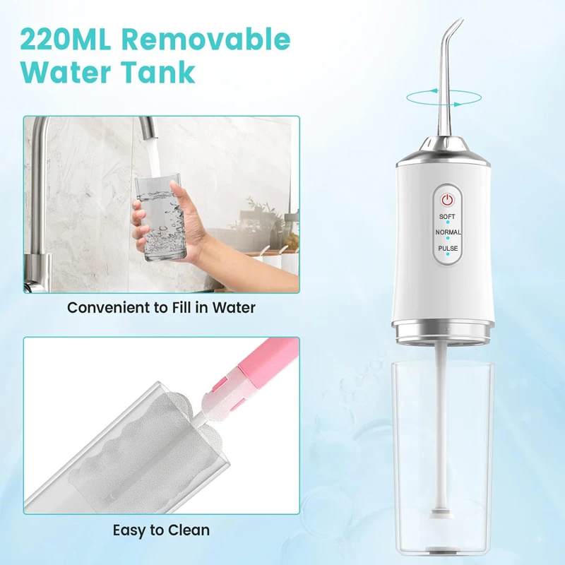 Electric Oral Irrigator Water Flosser 4 Jets 3 Modes Portable Smart Rechargeable Dental Water Jet Irrigator Dental Teeth Cleaner