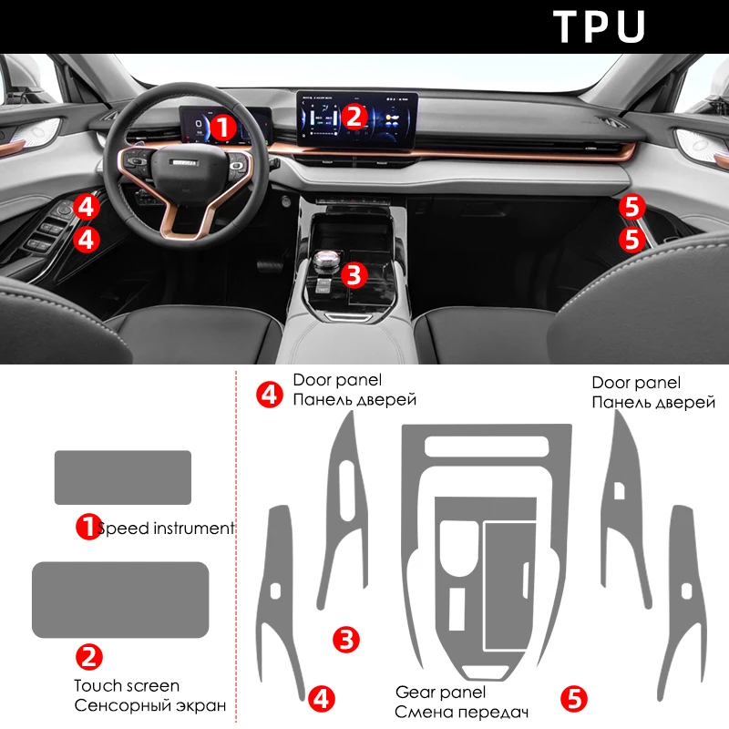 

Защитная Прозрачная пленка из ТПУ для Haval H6 3-го поколения, ремонт автомобильного интерьера, центральной стойки, консоли, приборной панели GPS, окон