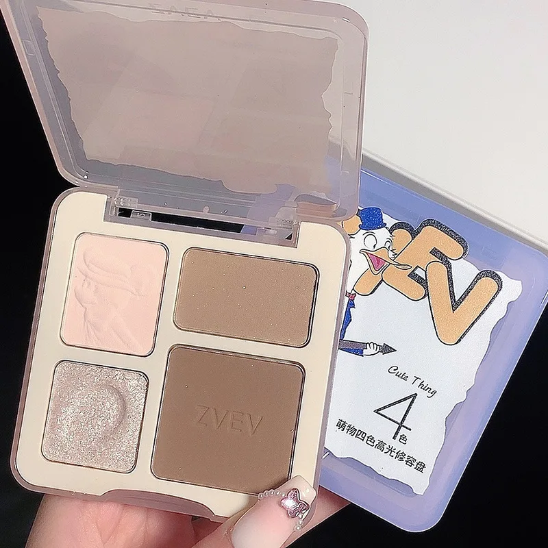 4 in 1 ZVEV 3d Highlighter Contour Bronzer Palette Nude Makeup Natural Color Rendering Long-Lasting Waterproof Cosmetics 2