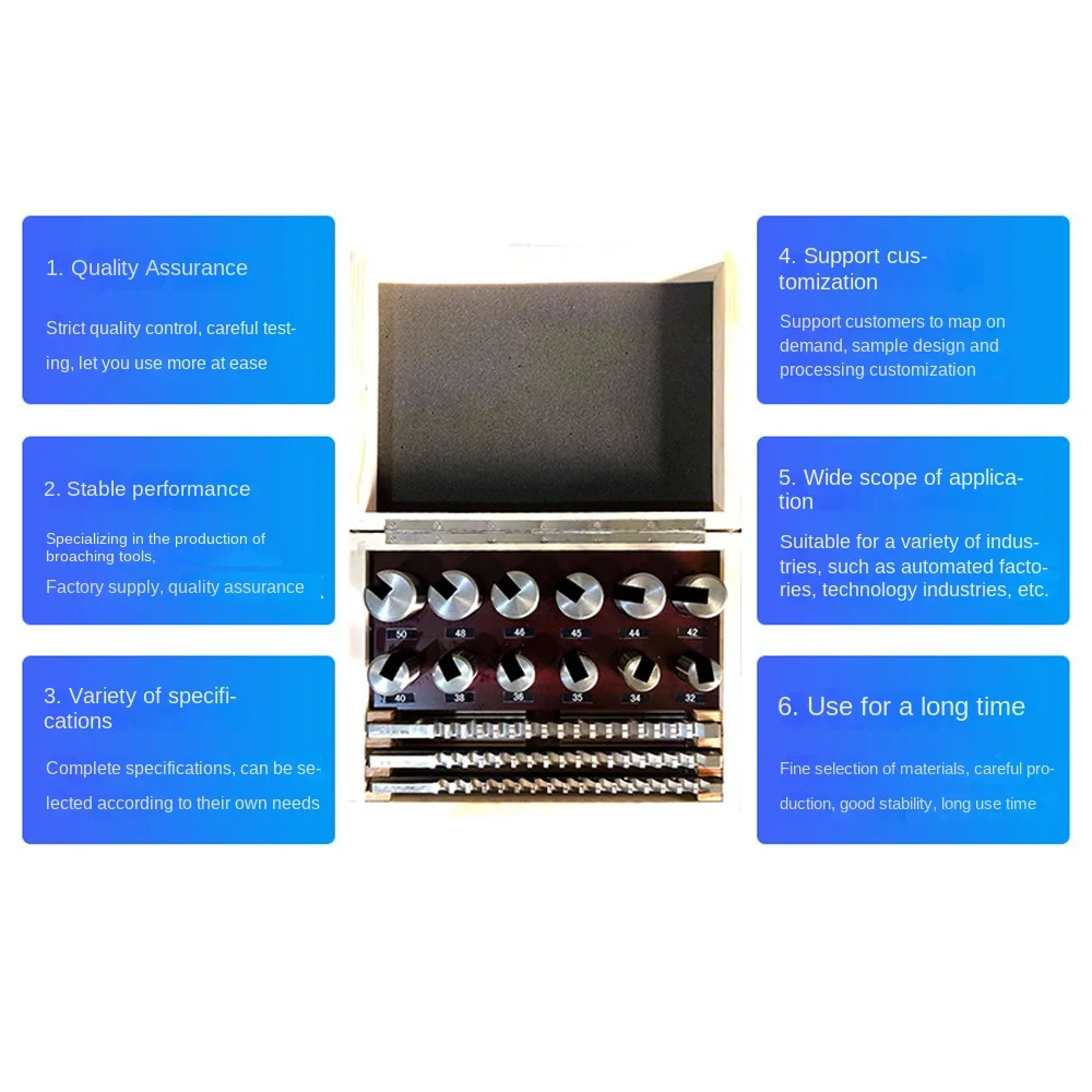 21pcs Metric Keyway Broach Tool Set 10mm 12mm 14mm Broaches 32-50 Bushings Shims HSS Cutting Tools for CNC Machine