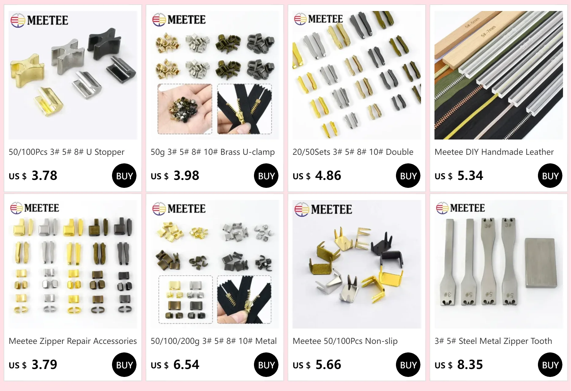 Description Picture 3 of item50/100Pcs 3# 5# 8# U Stopper Non-slip Buckles Metal Zipper Repair for Bag Handbag Zip Upper and Lower Stop End Lock Accessories