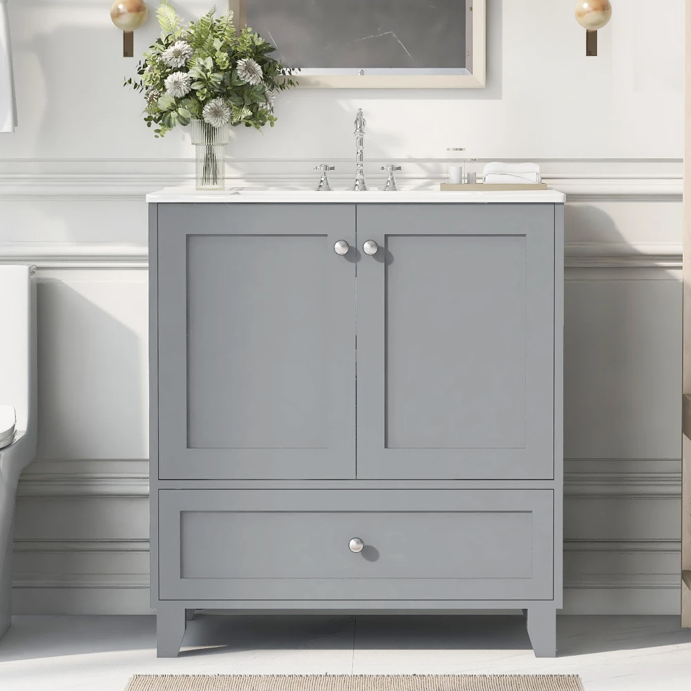 30" Premium Bathroom Vanity Set with Ceramic Sink and Ample Storage Space - Ideal for Small Bathrooms 3