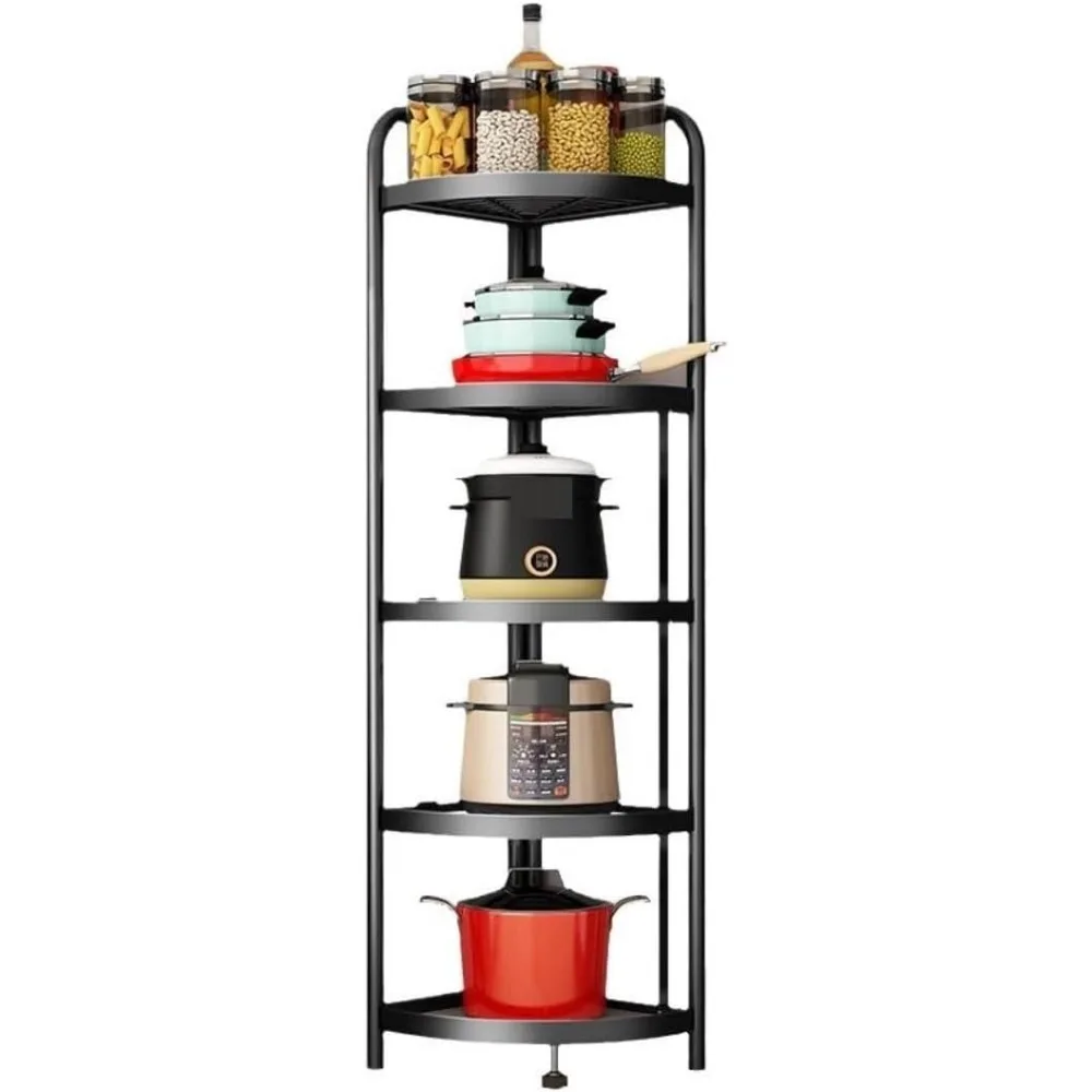 Corner Rack Foldable Corner Shelf Fan-Shaped Corner Storage Rack Steel Shelves 5