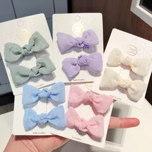 

The New Korean of Pearly Simple Sweet Mesh Bow Is Cute and Does Not Hurt The Hair Clip for Children's Fashion Hair Accessories