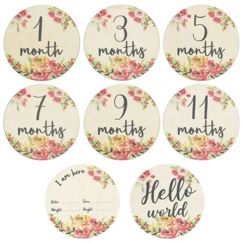 

Wooden Baby Milestone Monthly Cards Sign Newborn Photography Prop Pregnancy Journey Birth Announcement Sign For Baby Gifts