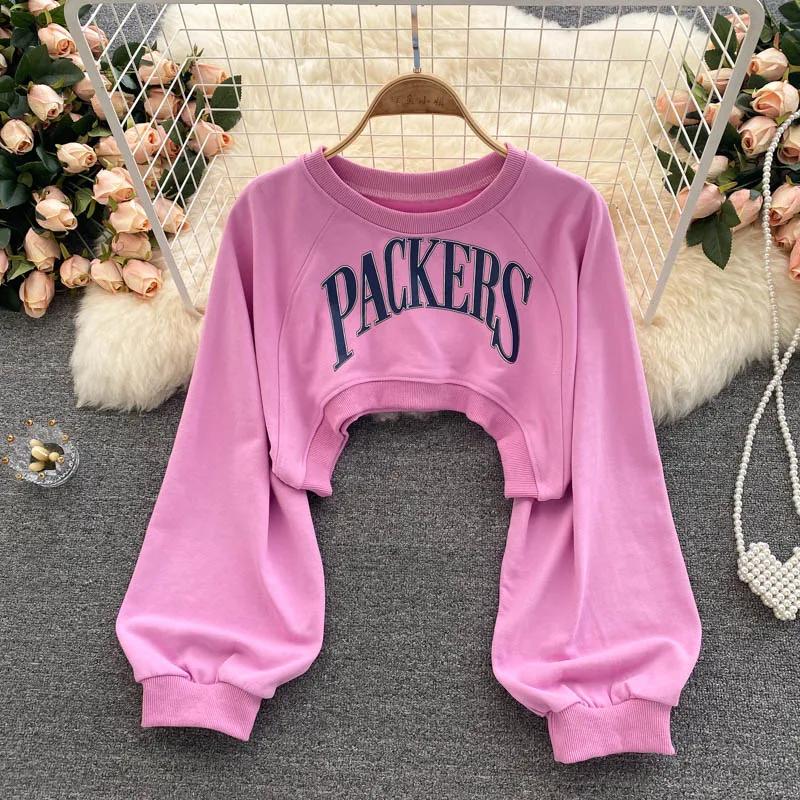 

Sweet Cool Sweater 2022 New Women's Age Reduction Bubble Sleeve Loose and Versatile Design Sense Short Top Women's Fashion