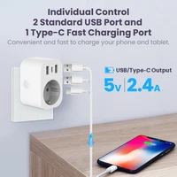 Tuya WiFi Smart Plug 16A EU Smart Socket with 2 USB 1 Type C Phone Charger Home Appliance Plug Adapter Works with Alexa Google - Image 3