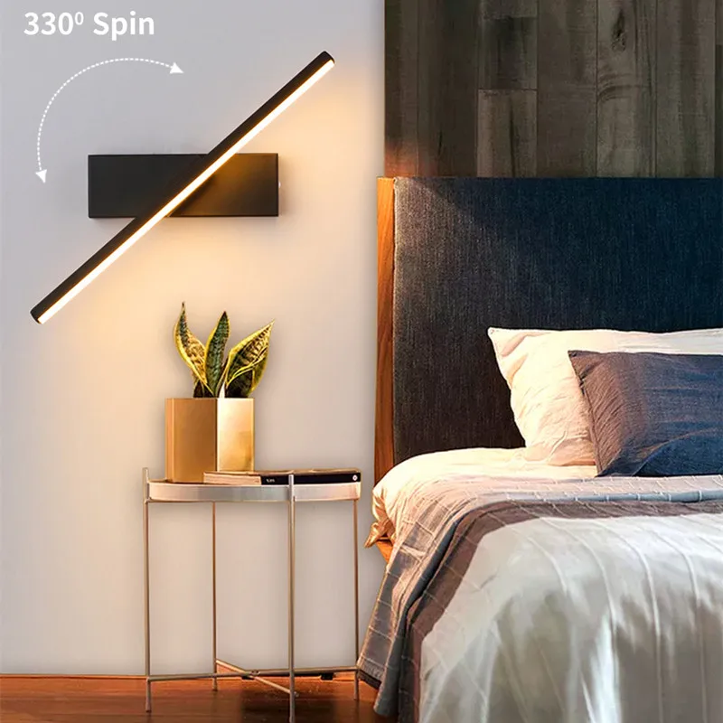 

Aisle Bedroom Bedside Wall Light Wall Lamp Fixture Aluminum 330° Rotatable Adjustable Light 220V Indoor LED Home Simple Lighting