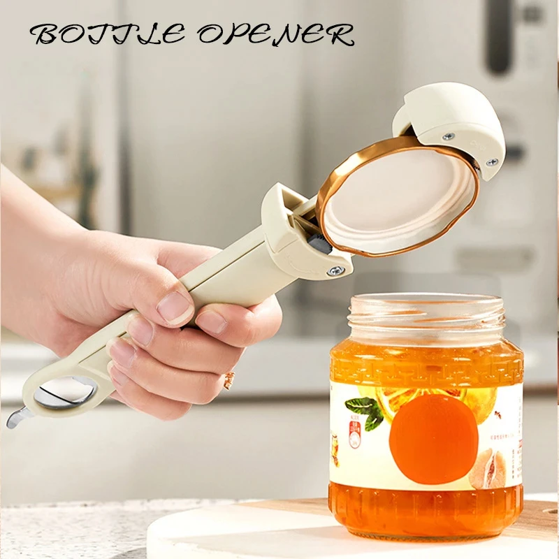 Multi Function Bottle Opener Retractable Glass Jars Beer Cap Opener Stainless Steel Labor-Saving Magnetic Suction Kitchen Tools