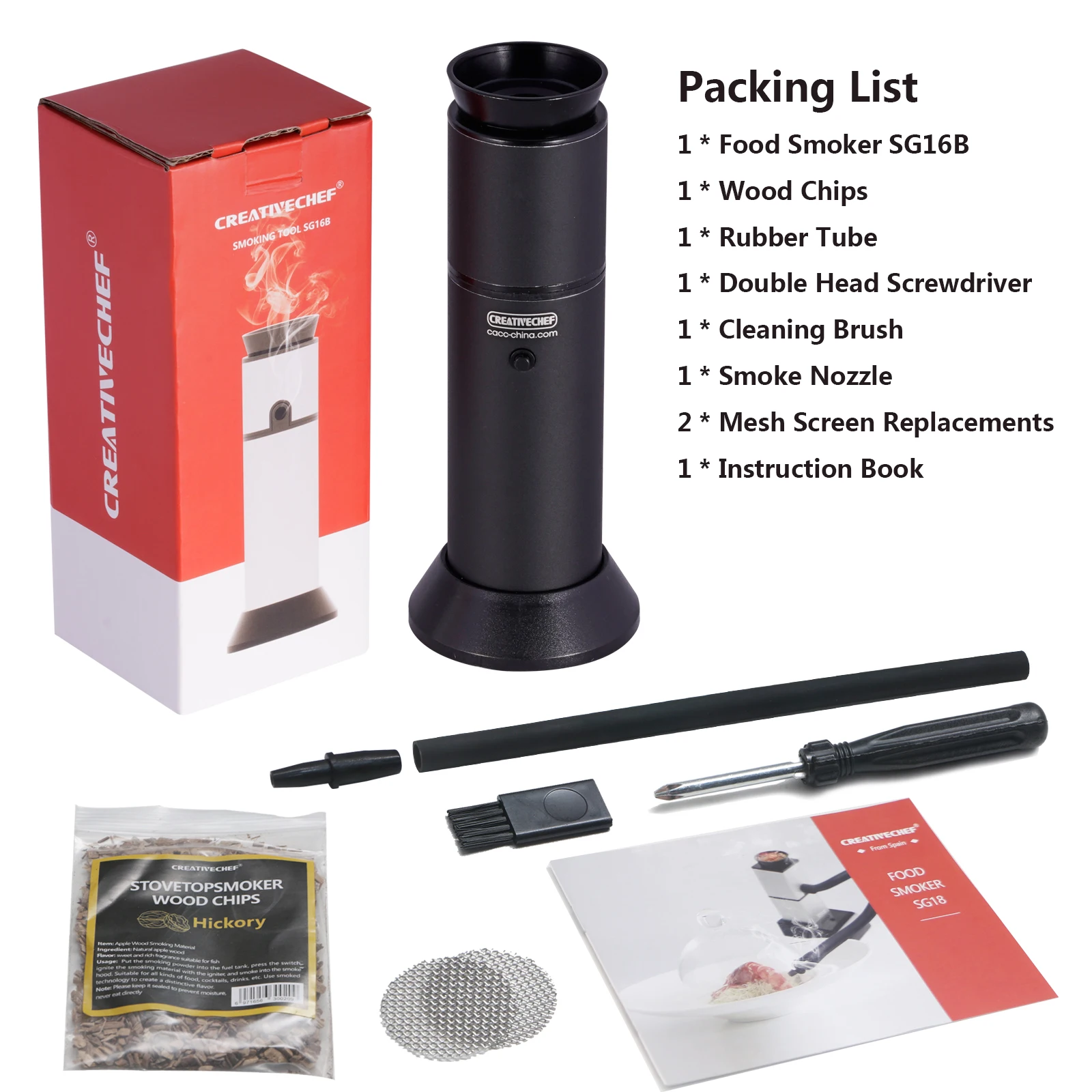 CREATIVECHEF Portable Food Smoke Cocktail Smoking Gun Handheld Drink Smoker Kit for Meat Salmon Sausage Kitchen Indoor