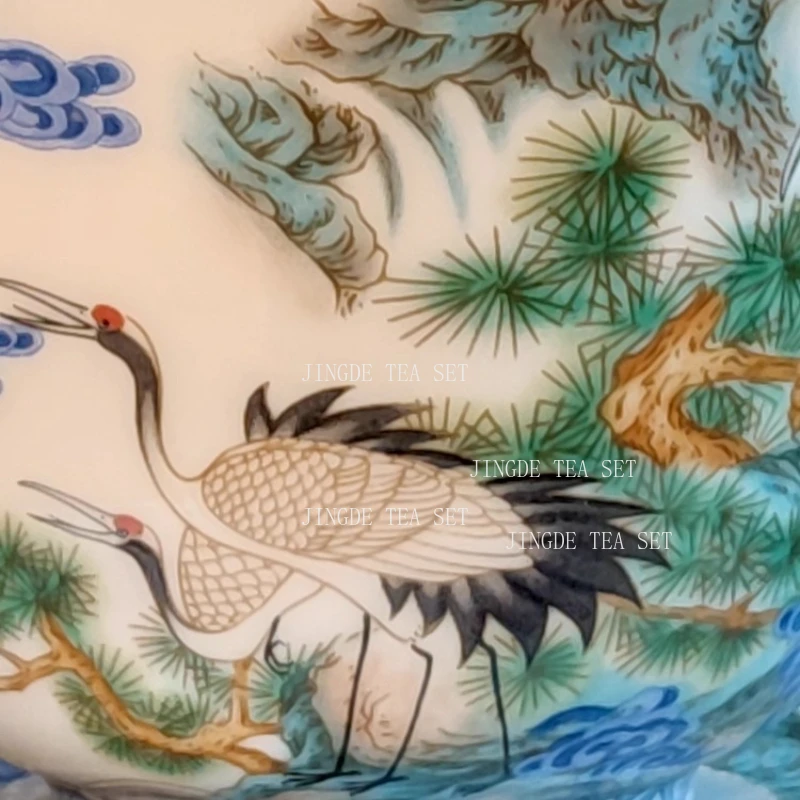 170ml Yixing Crane Enamel Covered Bowl Household Ceramic Triple Cap Bowl Tea Bowl High End Tea Set Tea Set Accessories