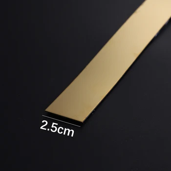 5/10 เมตรสติ๊กเกอร์ติดผนังสแตนเลสสตีลแบน Self Adhesive ห้องนั่งเล่นตกแต่งกระจกสําหรับ Home Wall EDGE Strip 32