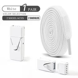 Elastic No - Tie Press Lock Shoelaces for Sneakers and Shoes - Kids & Adults (White)