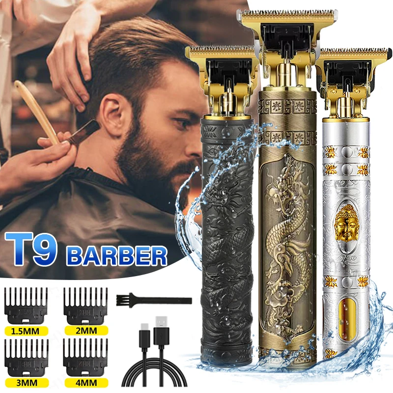 T9 USB Electric Hair Trimmers MenShaver Engraving Trace Electric Push Barber For Men Professional Beard Clipper Barber hair clipper electric shaver hair trimmer