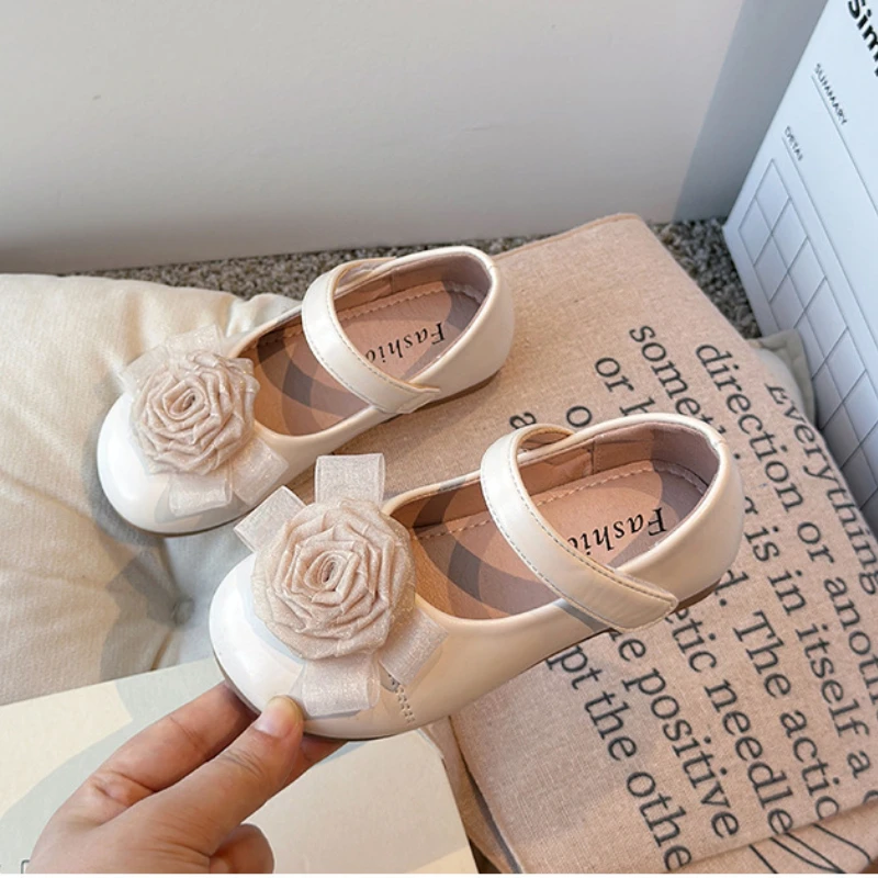 Girls Party Dance Shoes Flower Performance Children Small Leather Shoes Soft Comfortable Baby Kids J345