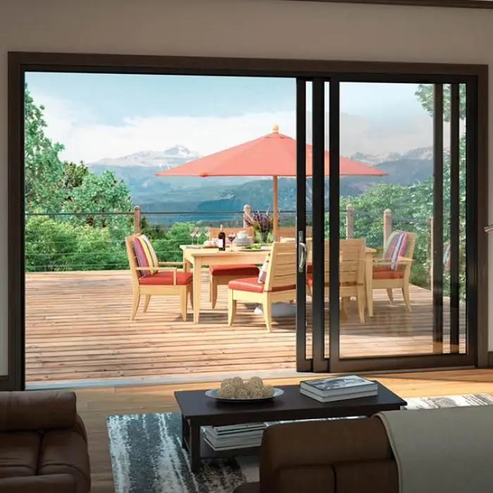 DN Aluminum Window Wind Resistance Double Tempered Glass Sliding Windows Brown Black Color Soundproof Sliding Kitchen Window