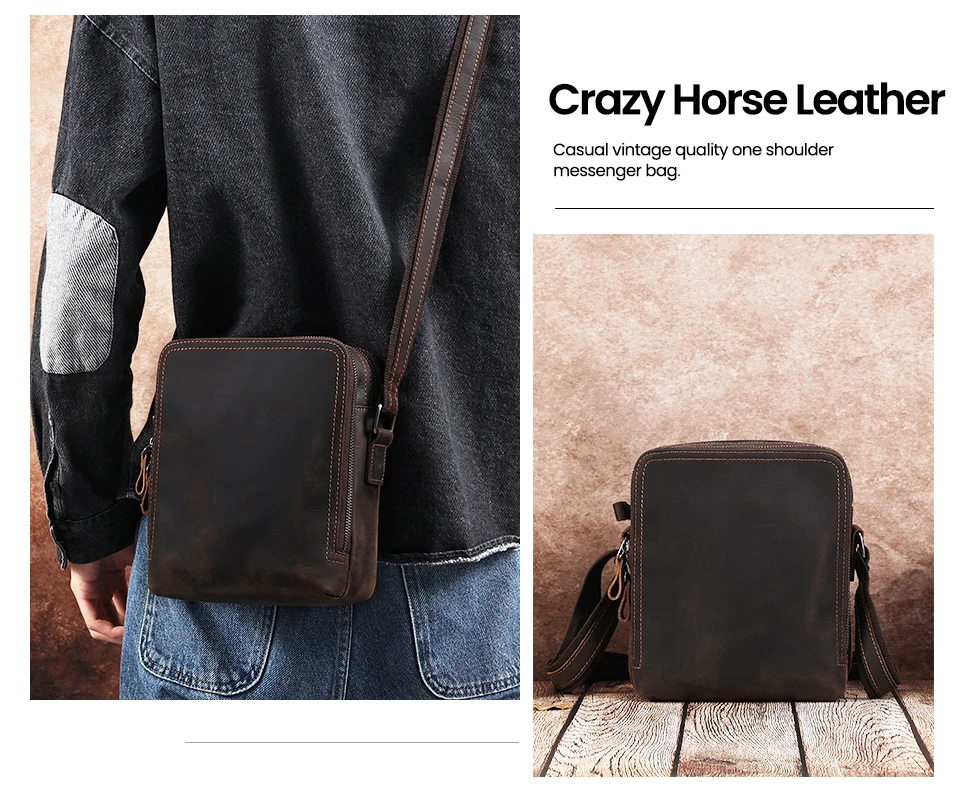 Leather Shoulder Bag Luna - Brown