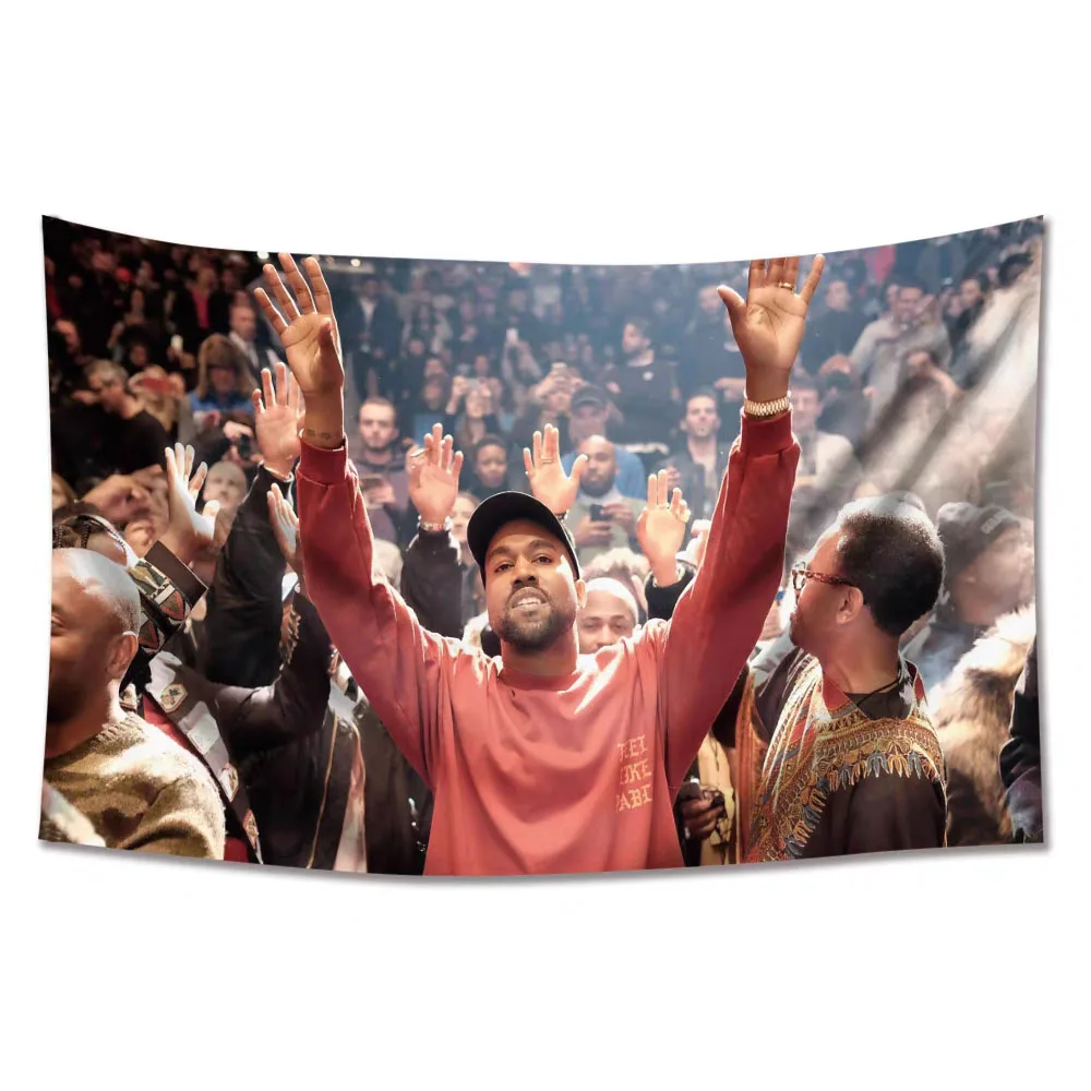 Kanyes West Rock Rapper Hang Cloth Tapestry Banners And Flags Bar Or Room Wall Decoration