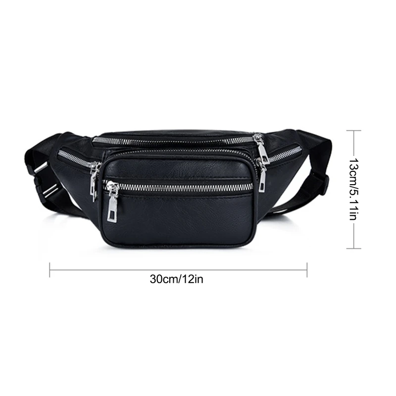 Multi Zipper Pockets Fanny Pack Lightweight Adjustable Strap Hip Waist Bag