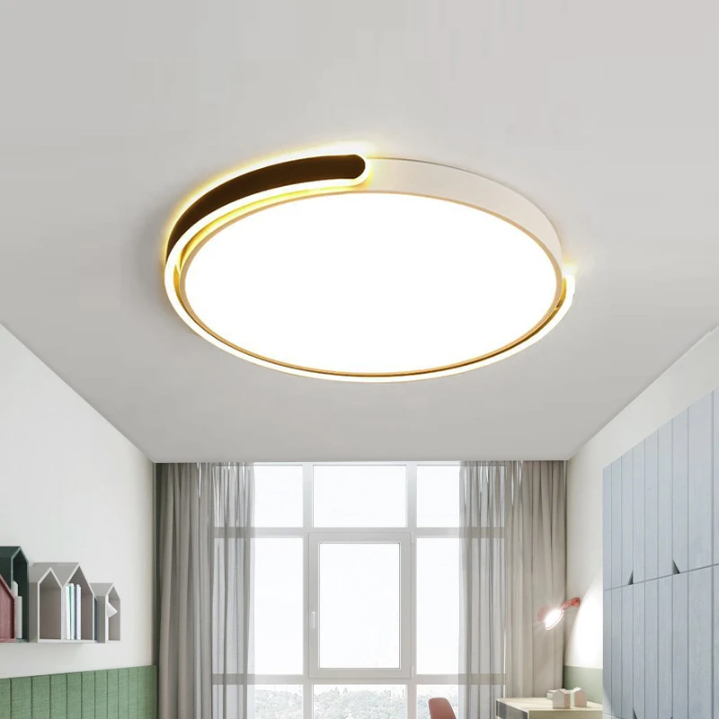 

Black White Gold Led Ceiling Lamp For Living Room Bedroom Kitchen Toilet Corridor Round Shape Wrought Iron Illumination Light