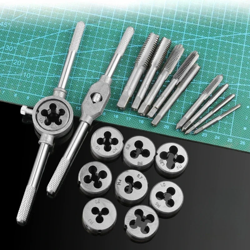 핫 12/20PCS 미터법 탭 및 다이 핸드툴 세트 전문 정비공 수리 설치용 금속 멀티툴 유용한 액세서리