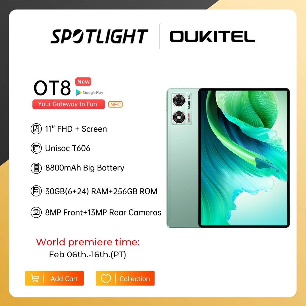 

Oukitel OT8 планшет, экран 11 дюймов, 6 ГБ + 256 ГБ, 8800 мАч